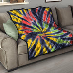 Black Backed Spiral Tie Dye Print Quilt