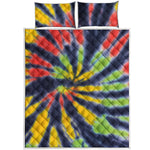 Black Backed Spiral Tie Dye Print Quilt Bed Set