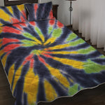 Black Backed Spiral Tie Dye Print Quilt Bed Set