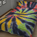 Black Backed Spiral Tie Dye Print Quilt Bed Set