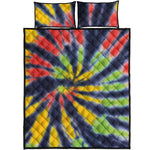 Black Backed Spiral Tie Dye Print Quilt Bed Set