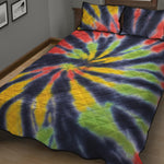 Black Backed Spiral Tie Dye Print Quilt Bed Set