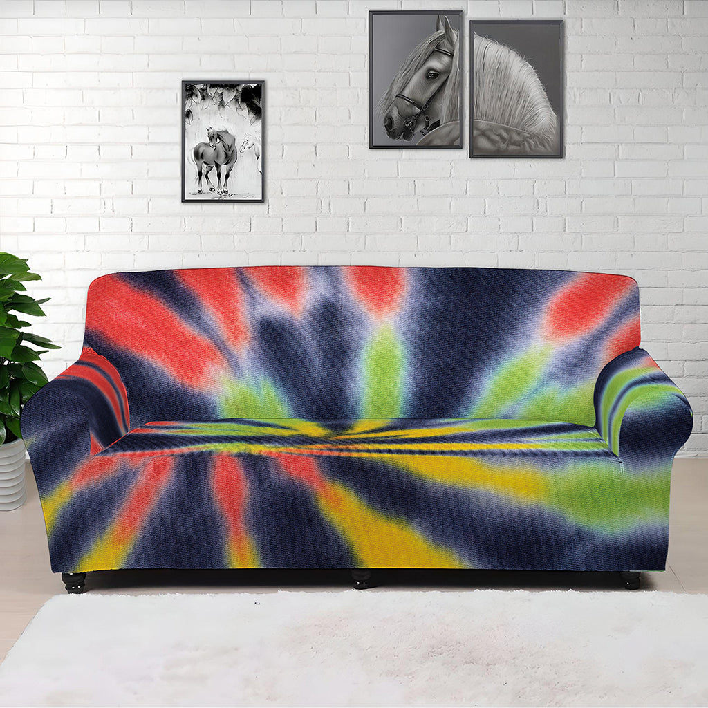Black Backed Spiral Tie Dye Print Sofa Cover