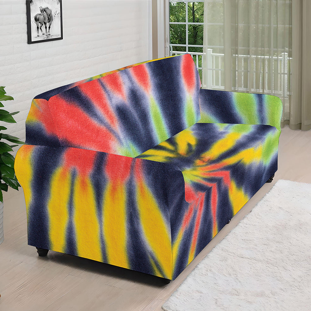 Black Backed Spiral Tie Dye Print Sofa Cover