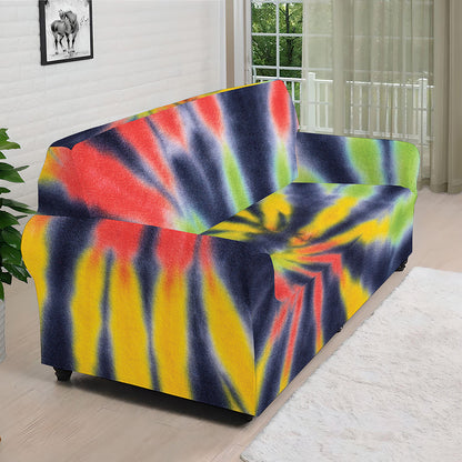 Black Backed Spiral Tie Dye Print Sofa Cover