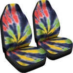 Black Backed Spiral Tie Dye Print Universal Fit Car Seat Covers