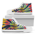 Black Backed Spiral Tie Dye Print White High Top Sneakers