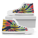 Black Backed Spiral Tie Dye Print White High Top Shoes