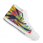 Black Backed Spiral Tie Dye Print White High Top Shoes