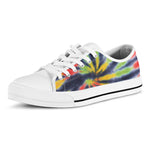 Black Backed Spiral Tie Dye Print White Low Top Shoes