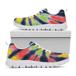 Black Backed Spiral Tie Dye Print White Sneakers