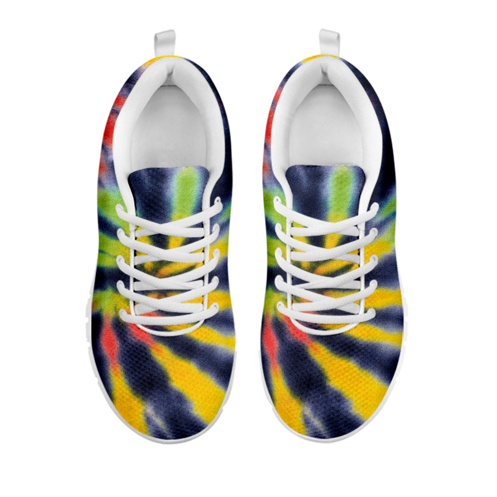 Black Backed Spiral Tie Dye Print White Sneakers