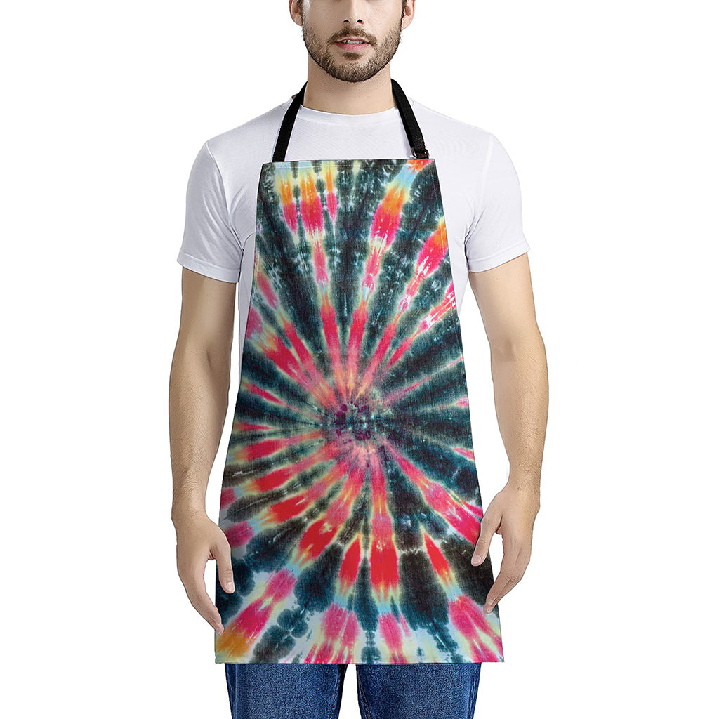 Black Backed Tie Dye Print Apron