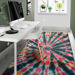 Black Backed Tie Dye Print Area Rug