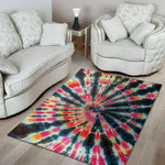Black Backed Tie Dye Print Area Rug