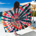 Black Backed Tie Dye Print Beach Sarong Wrap