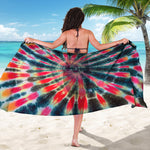 Black Backed Tie Dye Print Beach Sarong Wrap