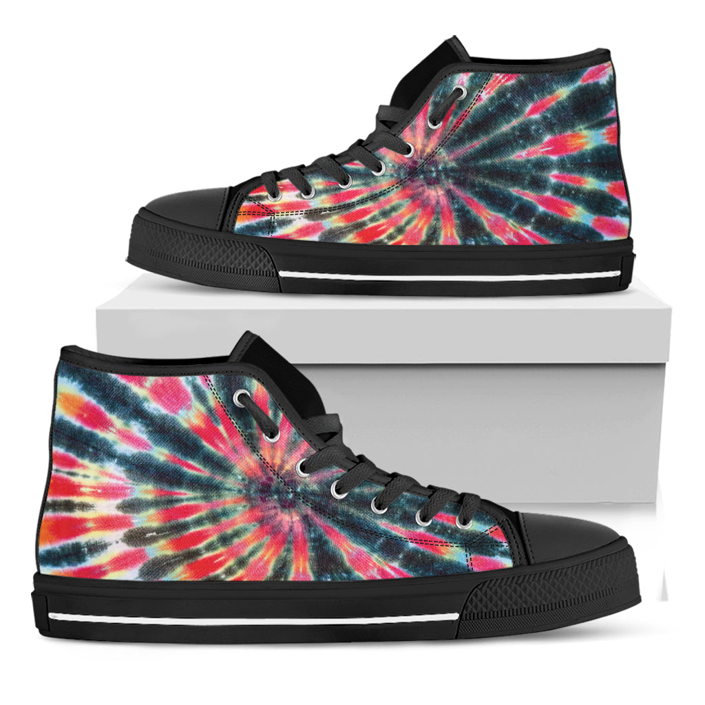 Black Backed Tie Dye Print Black High Top Shoes