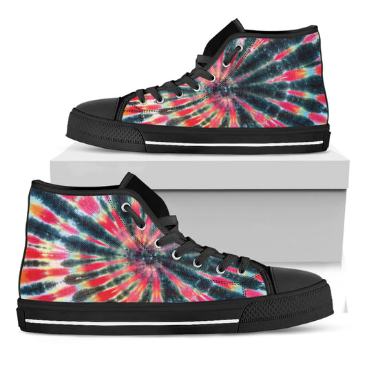 Black Backed Tie Dye Print Black High Top Shoes