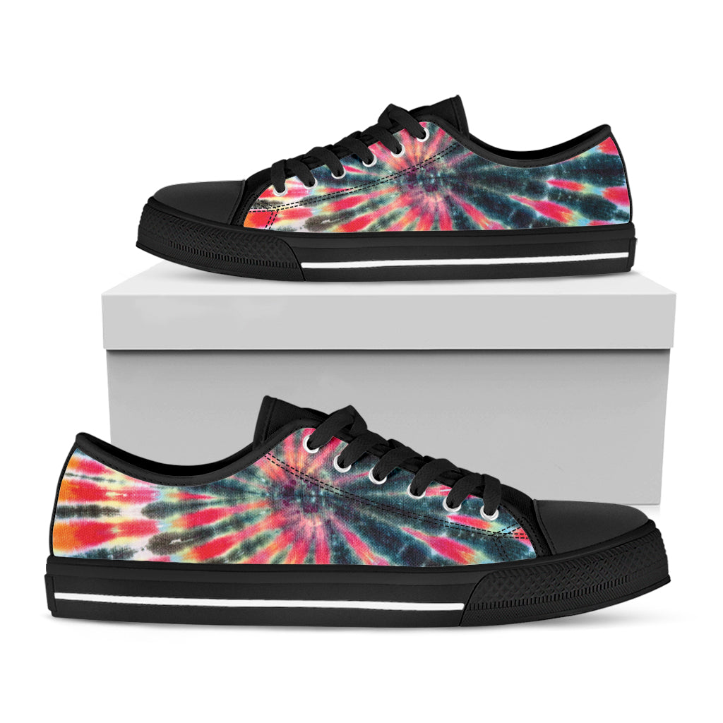 Black Backed Tie Dye Print Black Low Top Shoes 