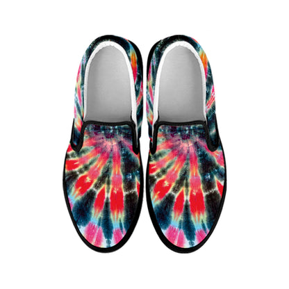 Black Backed Tie Dye Print Black Slip On Shoes