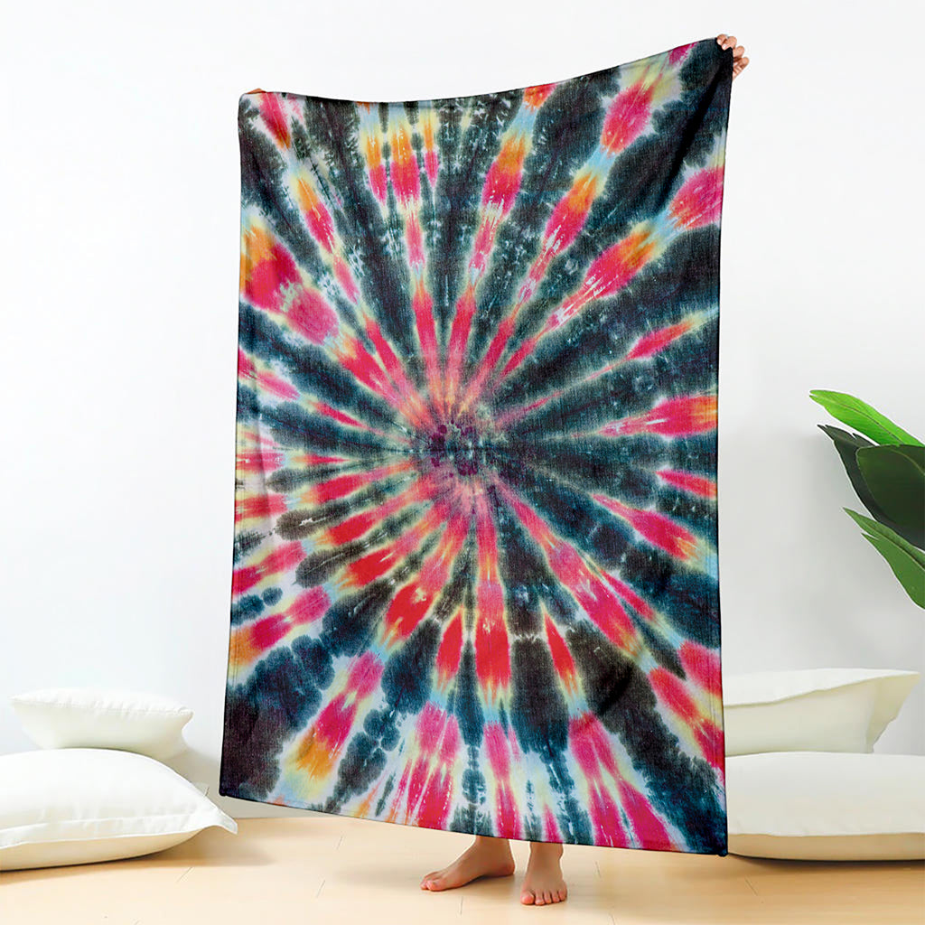 Black Backed Tie Dye Print Blanket