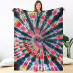 Black Backed Tie Dye Print Blanket