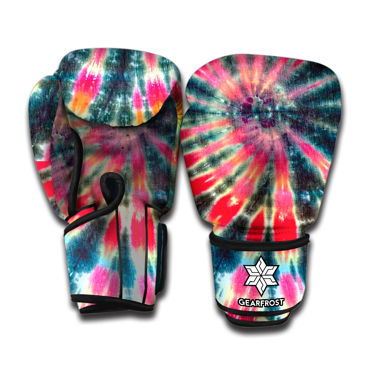 Black Backed Tie Dye Print Boxing Gloves