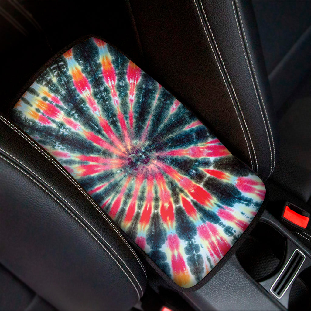 Black Backed Tie Dye Print Car Center Console Cover