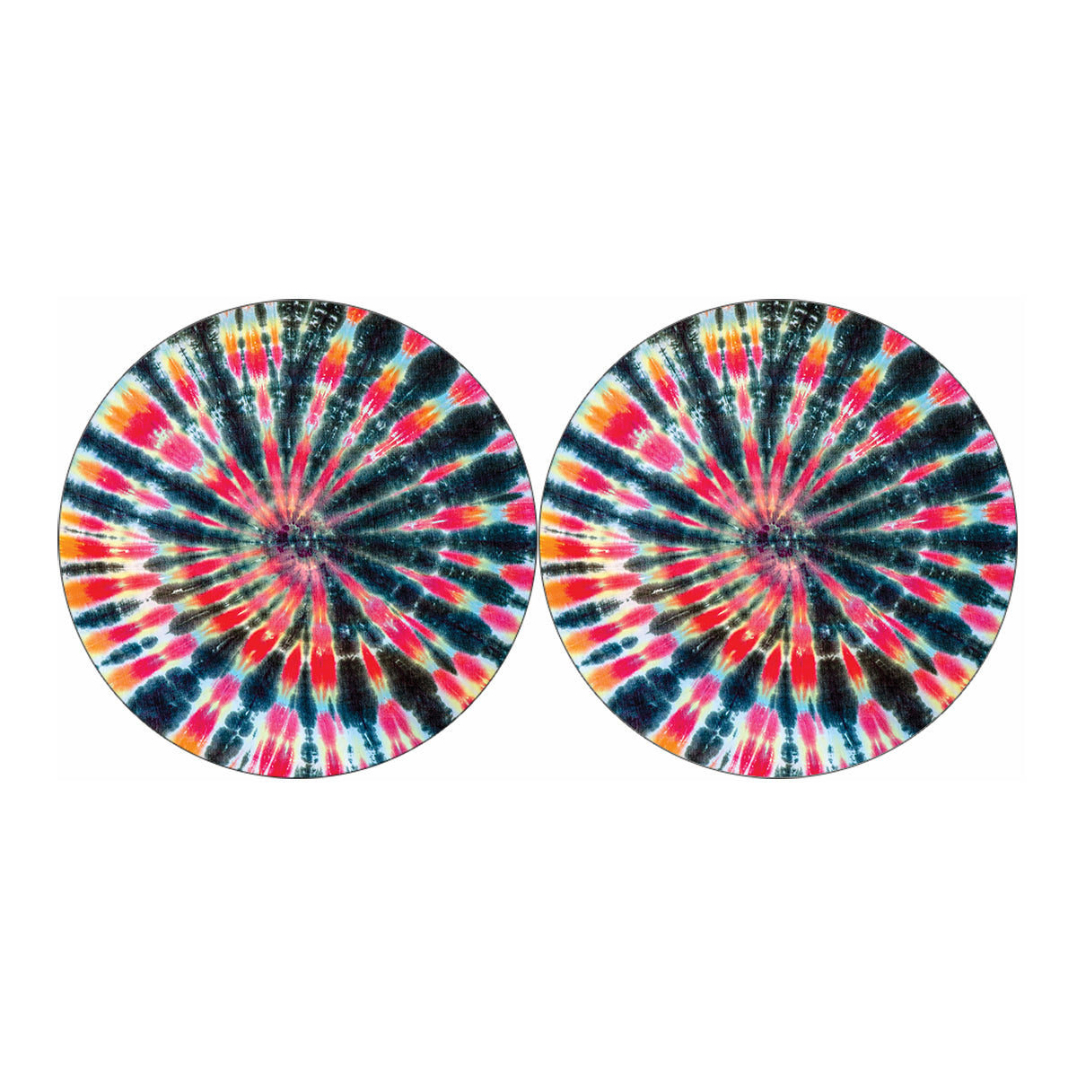 Black Backed Tie Dye Print Car Coasters