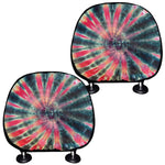 Black Backed Tie Dye Print Car Headrest Covers