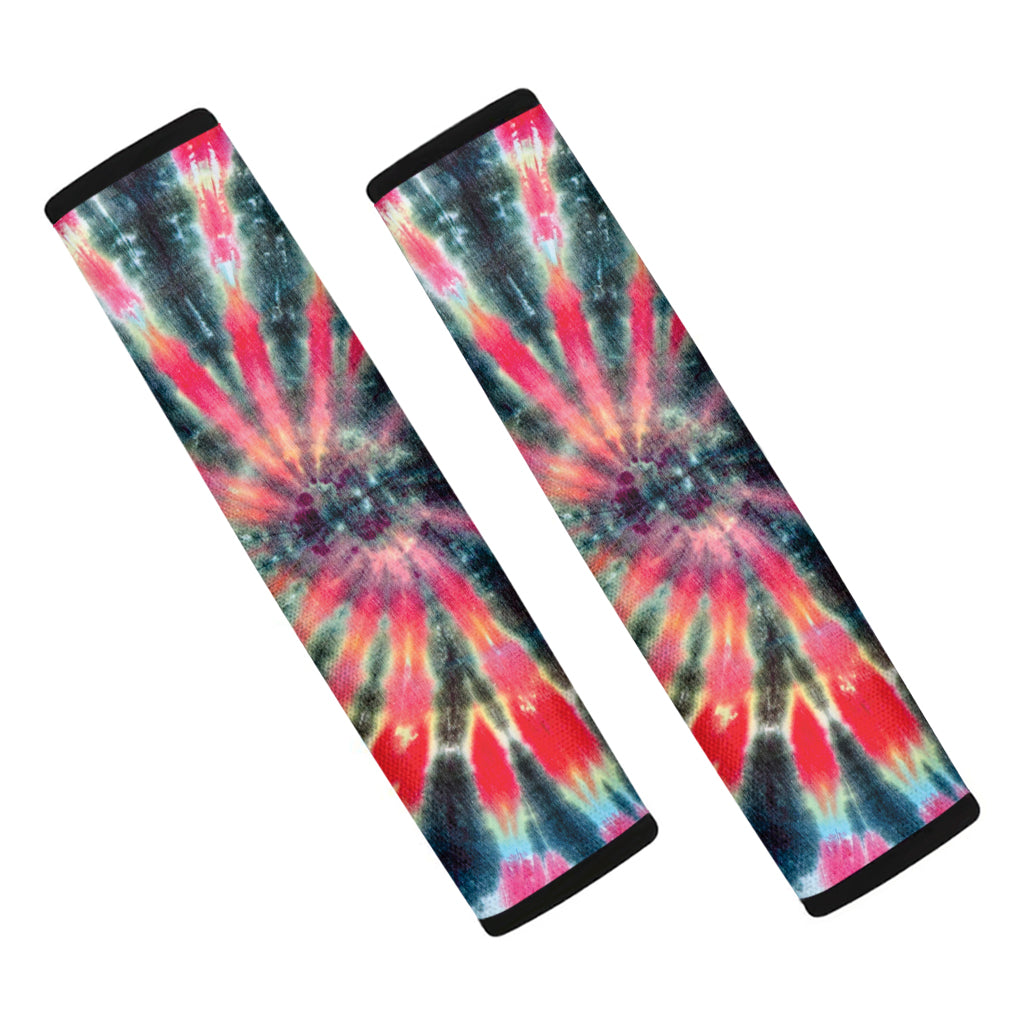 Black Backed Tie Dye Print Car Seat Belt Covers