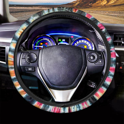 Black Backed Tie Dye Print Car Steering Wheel Cover