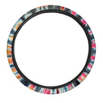 Black Backed Tie Dye Print Car Steering Wheel Cover