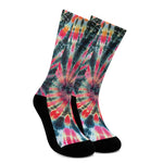 Black Backed Tie Dye Print Crew Socks