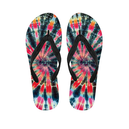 Black Backed Tie Dye Print Flip Flops