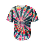 Black Backed Tie Dye Print Men's Baseball Jersey