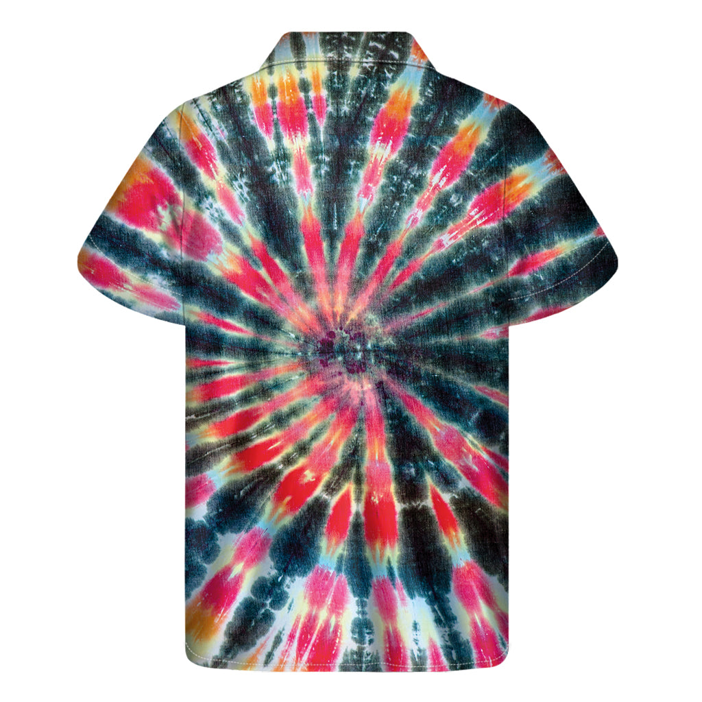 Black Backed Tie Dye Print Men's Short Sleeve Shirt