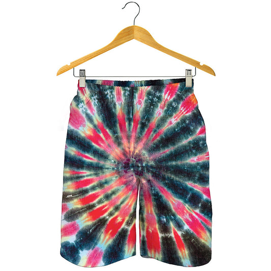 Black Backed Tie Dye Print Men's Shorts