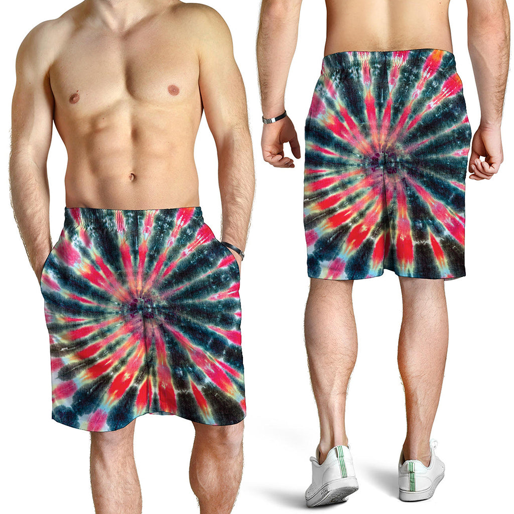 Black Backed Tie Dye Print Men's Shorts