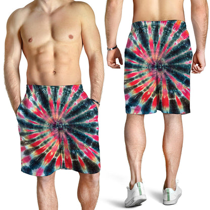 Black Backed Tie Dye Print Men's Shorts