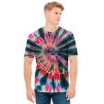 Black Backed Tie Dye Print Men's T-Shirt