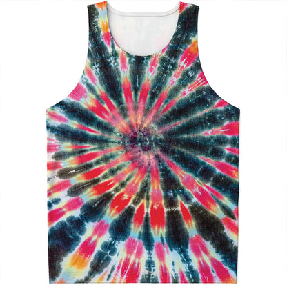 Black Backed Tie Dye Print Men's Tank Top