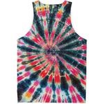 Black Backed Tie Dye Print Men's Tank Top