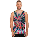 Black Backed Tie Dye Print Men's Tank Top
