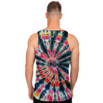 Black Backed Tie Dye Print Men's Tank Top