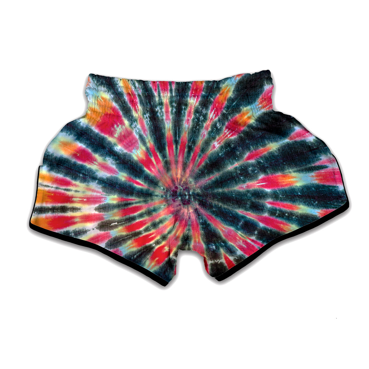 Black Backed Tie Dye Print Muay Thai Boxing Shorts