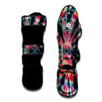 Black Backed Tie Dye Print Muay Thai Shin Guard