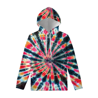 Black Backed Tie Dye Print Pullover Hoodie