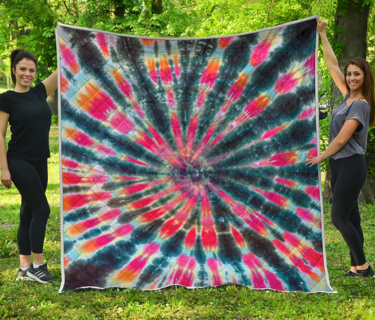 Black Backed Tie Dye Print Quilt